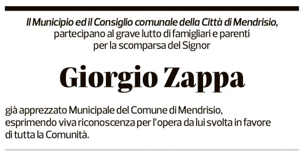 Annuncio funebre Giorgio Zappa