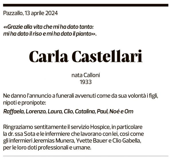 Annuncio funebre Carla Castellari