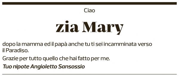 Annuncio funebre Mary Faccoli