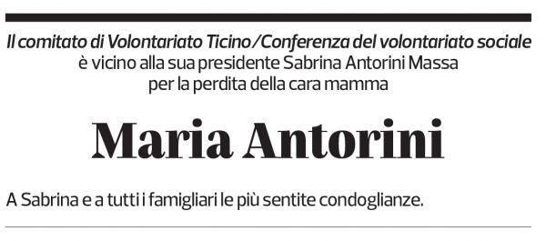 Annuncio funebre Maria Antorini