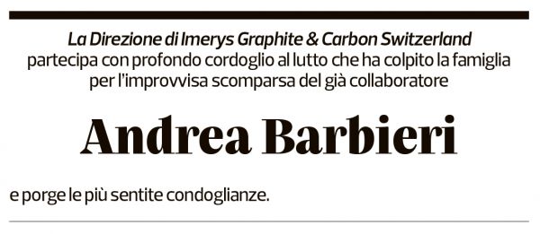 Annuncio funebre Andrea Barbieri