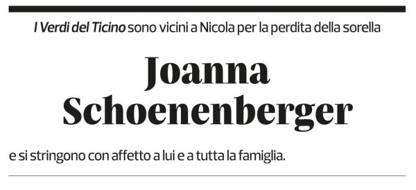 Annuncio funebre Joanna Schoenenberger