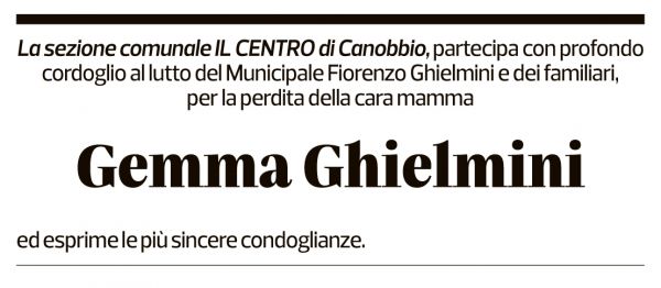 Annuncio funebre Gemma Ghielmini