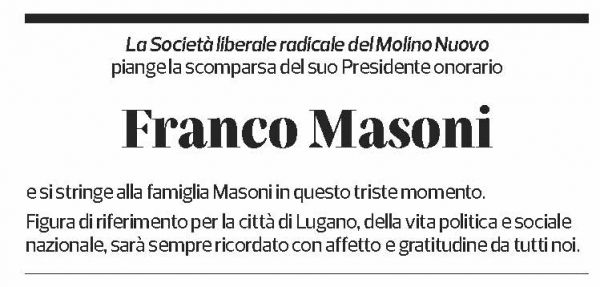 Annuncio funebre Franco Masoni