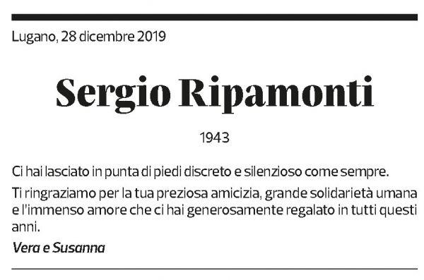 Annuncio funebre Sergio Ripamonti