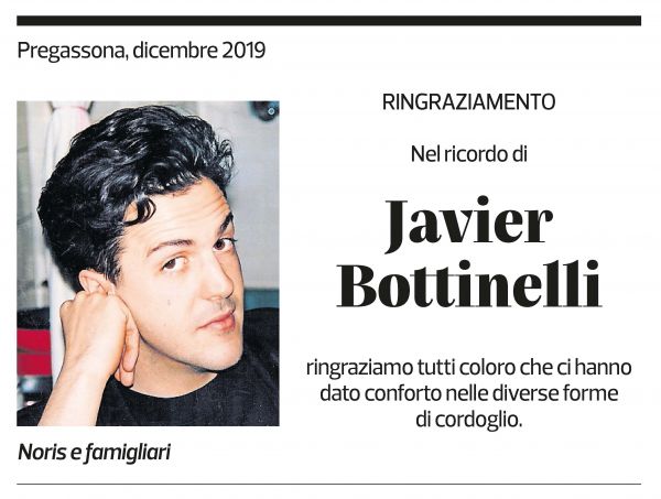 Annuncio funebre Javier Bottinelli