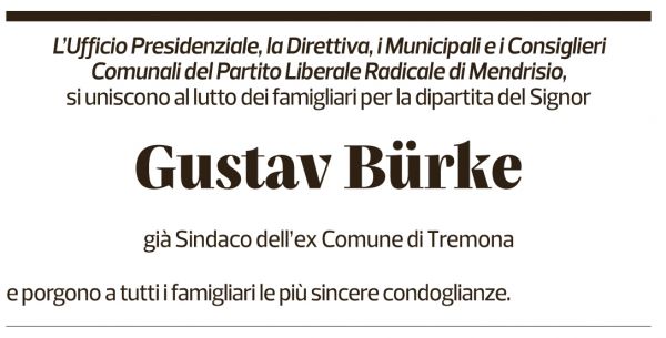 Annuncio funebre Gustav Bürke