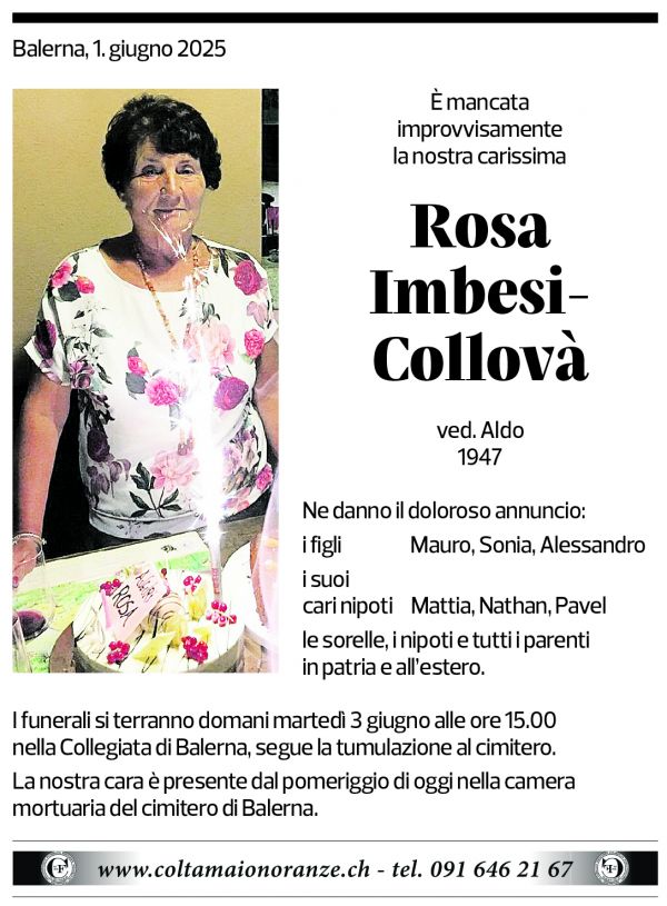 Annuncio funebre Rosa Imbesi-collovà