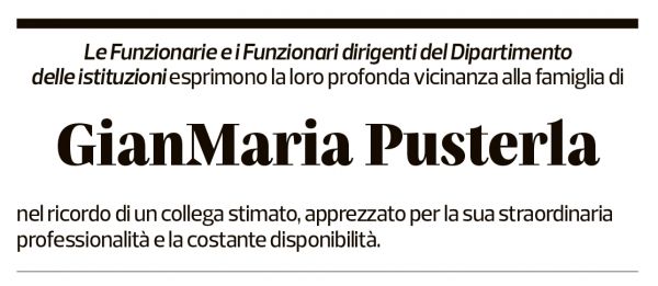 Annuncio funebre Gianmaria Pusterla