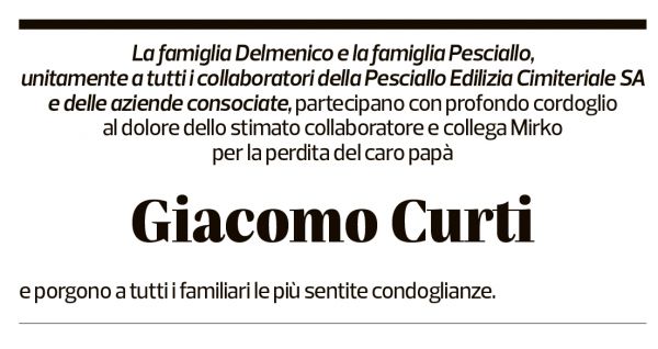 Annuncio funebre Giacomo Curti