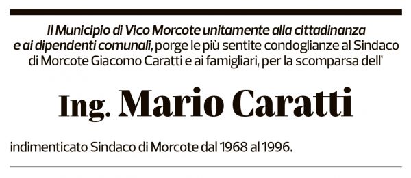 Annuncio funebre Mario Caratti