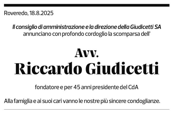 Annuncio funebre Riccardo Giudicetti