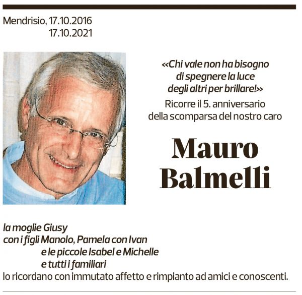 Annuncio funebre Mauro Balmelli