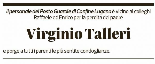 Annuncio funebre Virginio Talleri