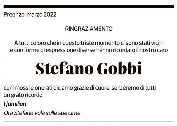 Annuncio funebre Stefano Gobbi