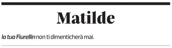 Annuncio funebre Matilde Bonetti Soldati