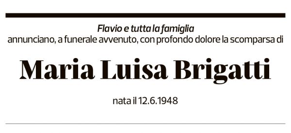 Annuncio funebre Maria Luisa Brigatti