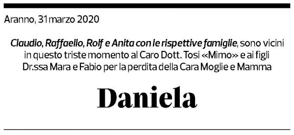 Annuncio funebre Daniela Tosi-imperatori
