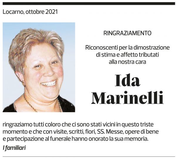 Annuncio funebre Ida Marinelli