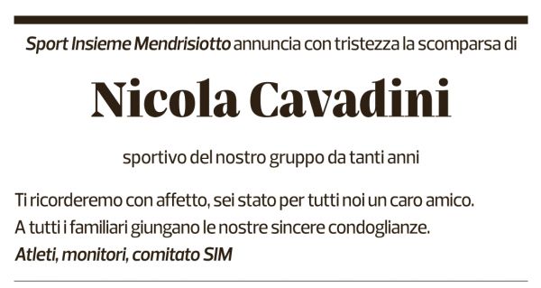 Annuncio funebre Nicola Cavadini