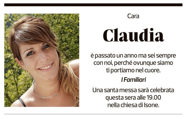 Annuncio funebre Claudia 