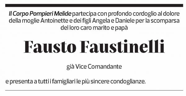 Annuncio funebre Fausto Faustinelli