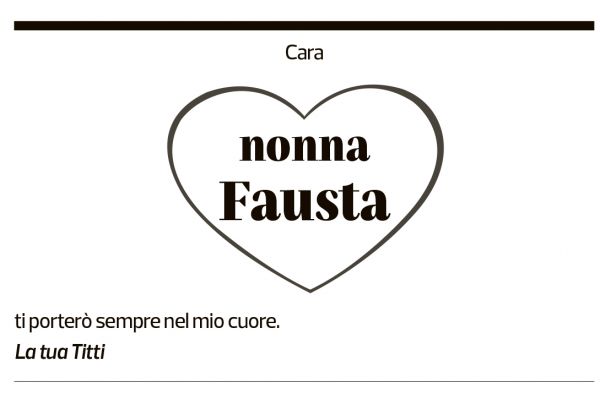 Annuncio funebre Fausta 