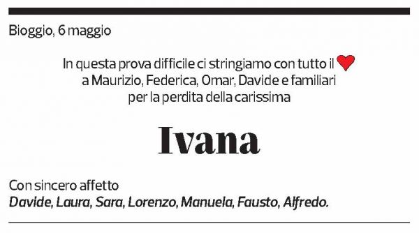 Annuncio funebre Ivana 