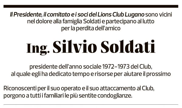 Annuncio funebre Silvio Soldati