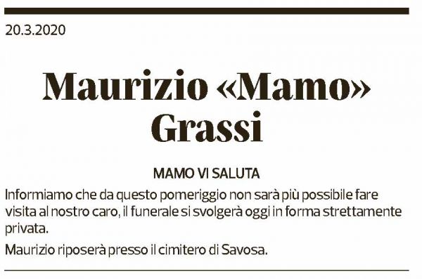 Annuncio funebre Maurizio "mamo" Grassi