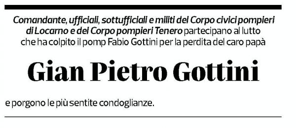 Annuncio funebre Gian Pietro Gottini