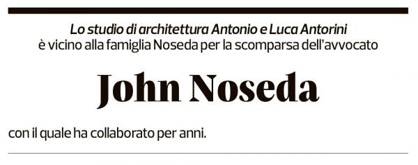 Annuncio funebre John Noseda