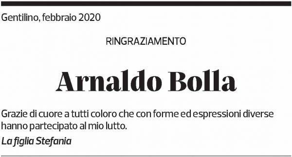 Annuncio funebre Arnaldo Bolla