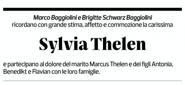 Annuncio funebre Sylvia Thelen