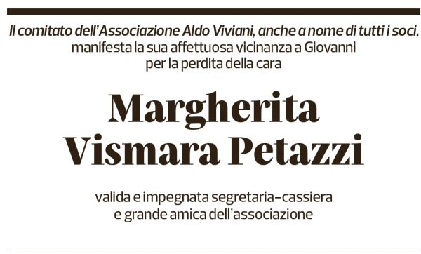 Annuncio funebre Margherita Vismara Petazzi