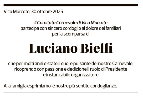 Annuncio funebre Luciano Bielli