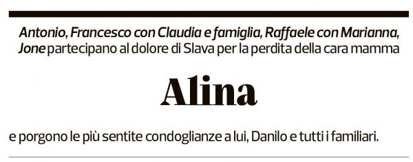 Annuncio funebre Alina Fasola