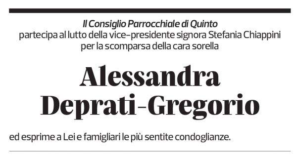 Annuncio funebre Alessandra Deprati-gregorio