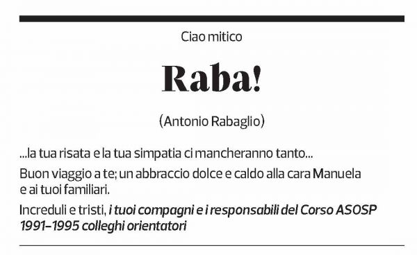 Annuncio funebre Antonio Rabaglio