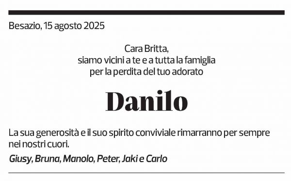 Annuncio funebre Danilo Fasana