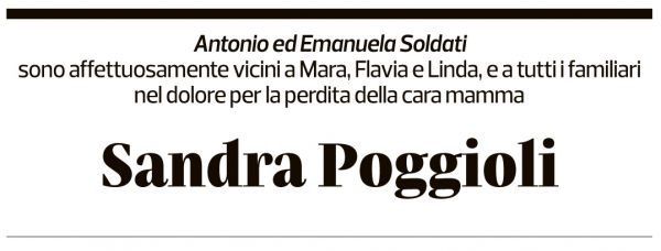 Annuncio funebre Sandra Poggioli