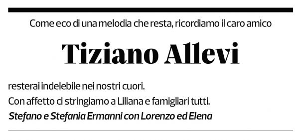 Annuncio funebre Tiziano Allevi