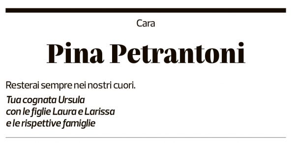Annuncio funebre Giuseppina Petrantoni