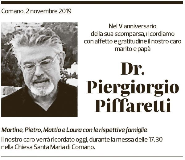 Annuncio funebre Piergiorgio Piffaretti