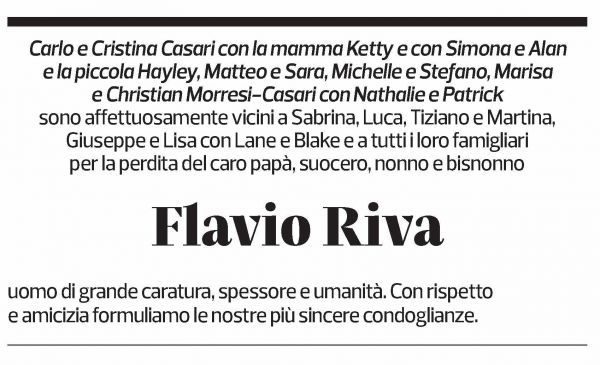 Annuncio funebre Flavio Riva