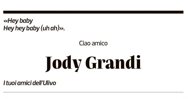 Annuncio funebre Jody Grandi