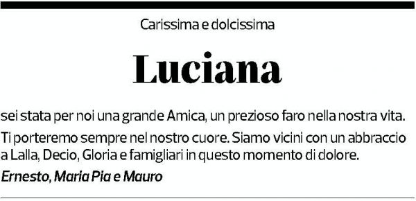 Annuncio funebre Luciana 