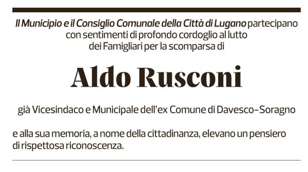 Annuncio funebre Aldo Rusconi