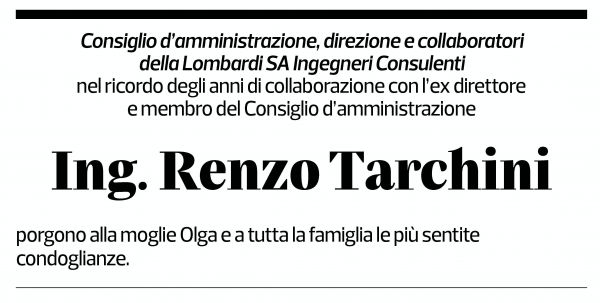 Annuncio funebre Renzo Tarchini