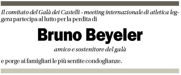 Annuncio funebre Bruno Beyeler